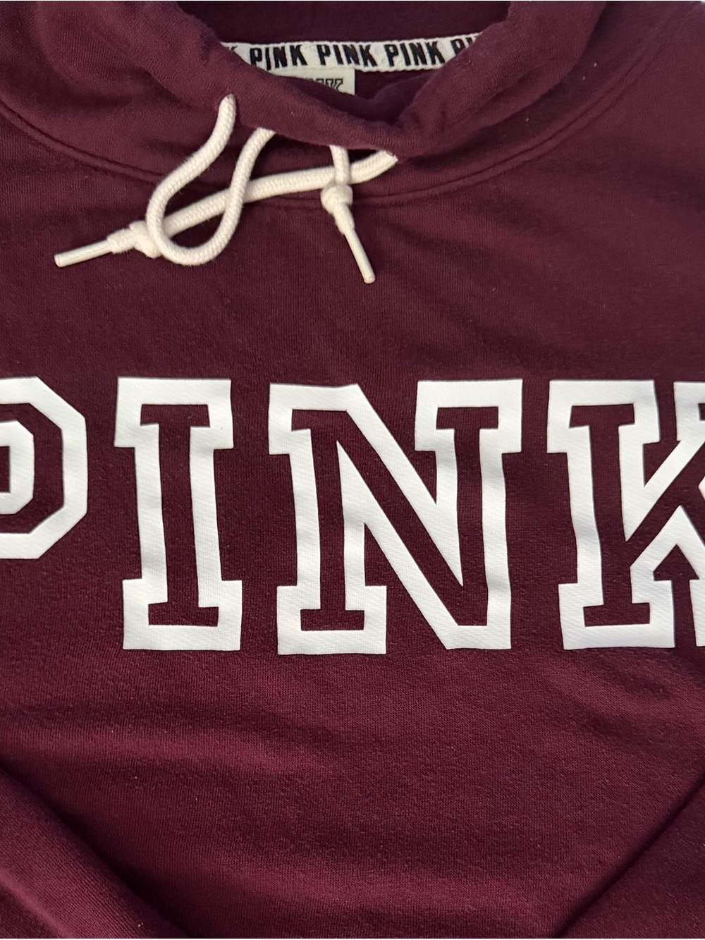 Women Pink by Victoria's Secret Burgundy Cowl Neck Sweatshirt Size Large - Picture 2 of 5